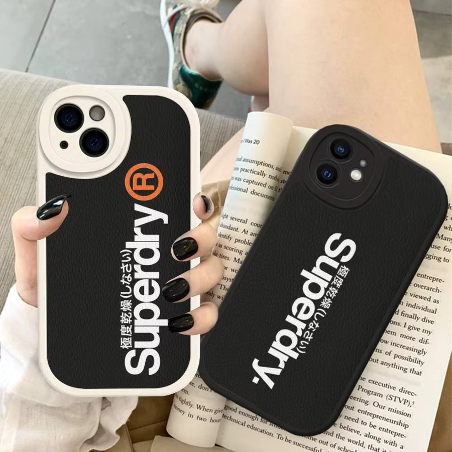 S-Superdry Leder-Handyhülle für iPhone 16 15 14 13 12 11 Pro Max Plus Cover in Schwarz - Bild 5