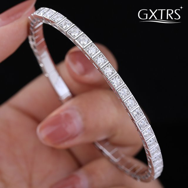 GXTRS Armreifen 925 Silber, Moissanit, Damen und Herren - Bild 1