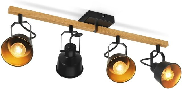 NETTLIFE Deckenstrahler aus Holz und Metall in Schwarz, verstellbar, E14, Länge: 64 cm - Bild 1