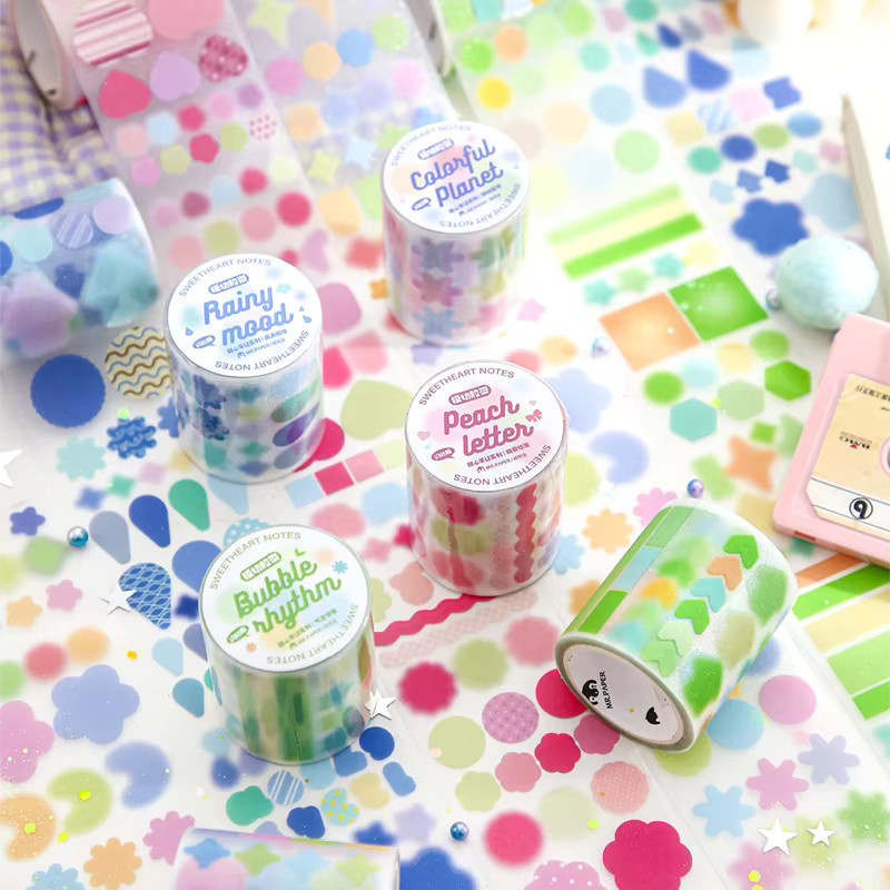 Mr. Paper Sweetheart Memo Washi-Tape mit Glitzerfolie, buntes Klebeband für Planer und Tagebuch, Länge: 200 cm - Bild 1