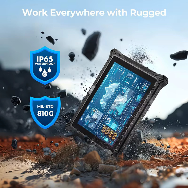 Rugline Robustes 10,1 Zoll Windows 11 IoT Enterprise Tablet mit Intel I5/I7 Prozessor, Scanner, 16GB RAM, 128GB SSD, Hot-Swap-fähiger Austauschbarer SSD, Schwarz - Bild 4