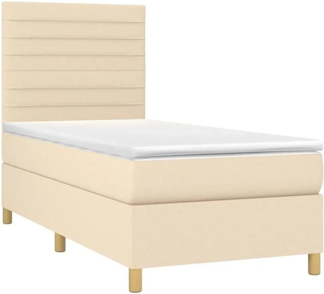 vidaXL Boxspringbett Hybrid mit Matratze und Taschenfederkern in Beige, B/T: 90 x 190 cm - Bild 1