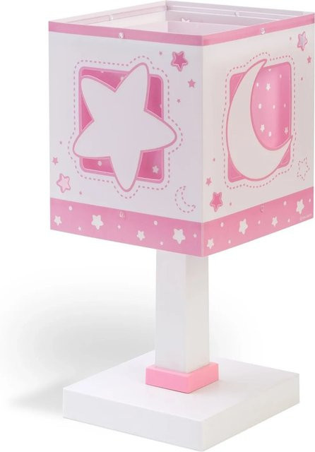 Dalber LED Nachttischlampe für Kinder mit Luna und Sterne Motiv in Rosa - Bild 1