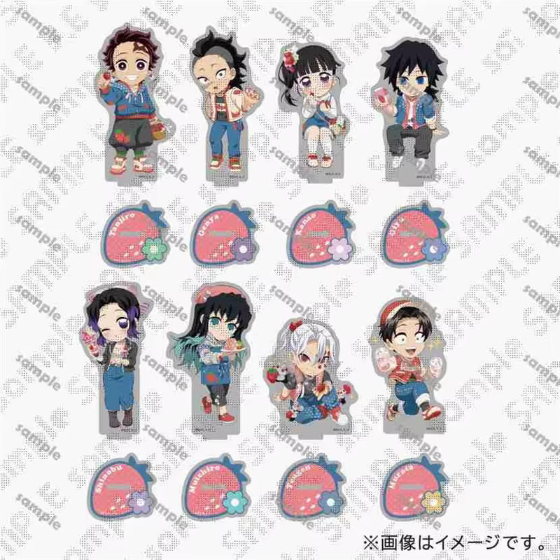 Bandai Demon Slayer Kimetsu no Yaiba Erdbeerfest Acryl-Ständer A und B Gruppe Herzabzeichen in Multicolour - Bild 2