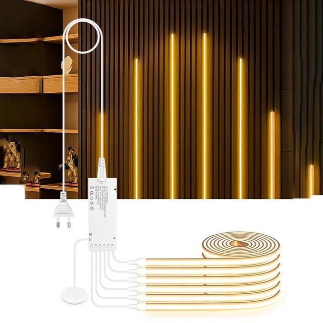 Rybakov COB LED Streifen Neon Silikon Rohr in Warmweiß mit Touch Schalter, 280 Leds/m, Weiß - Bild 1