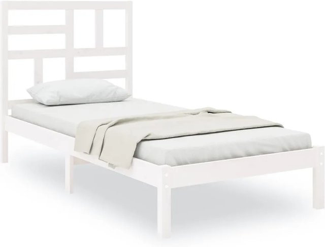 vidaXL Massivholzbett aus Kiefer in Weiß, Small Single Bett für Kinderzimmer, B/T/H: 75 x 190 x 81 cm - Bild 1