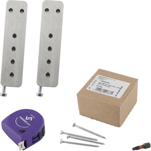 vasalat Set HVP Schwerlastverbinder aus Aluminium in Silber mit Spaxschrauben und TX20 Bit, Maße: B: 100 mm, H: 25 mm, D: 12 mm - Bild 1