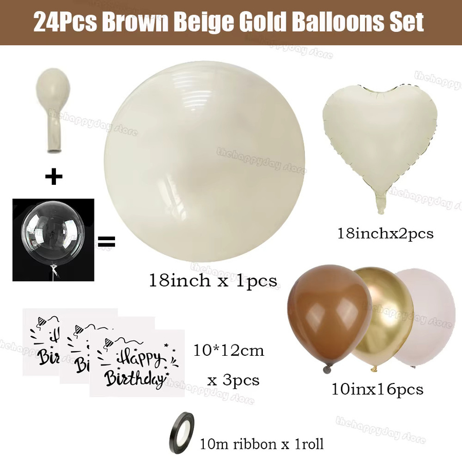 24er Set Zahlenballons für Geburtstag und Baby Shower in Braun, Beige und Gold - Bild 2