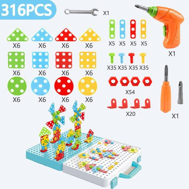 Kidsly Elektrischer Bohrer Schraube Spielzeug, Montessori Reparatur Toolbox Set, ab 3 Jahre - Bild 1
