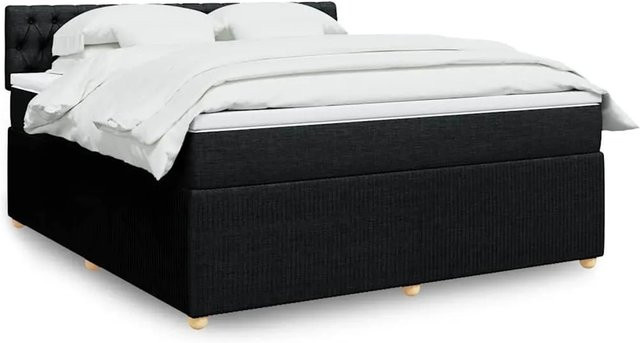 vidaXL Boxspringbett mit Matratze Schwarz B/T/H: 180 x 200 x 100,5 cm mit USB-Ladeport und Unterbettbeleuchtung - Bild 1