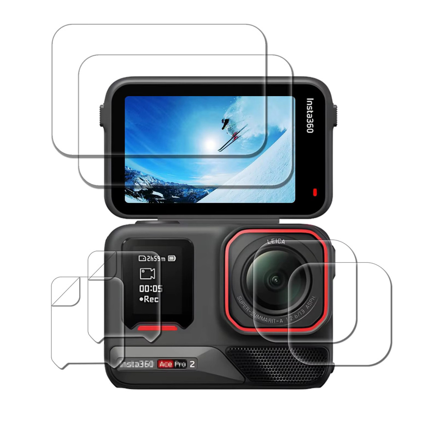 Insta360 Ace Pro 2 Displayschutzfolie Set aus gehärtetem Glas für LCD und Objektiv, 6 Stück, transparent, 0,3mm, 9H Härtegrad, kratzfest - Bild 4