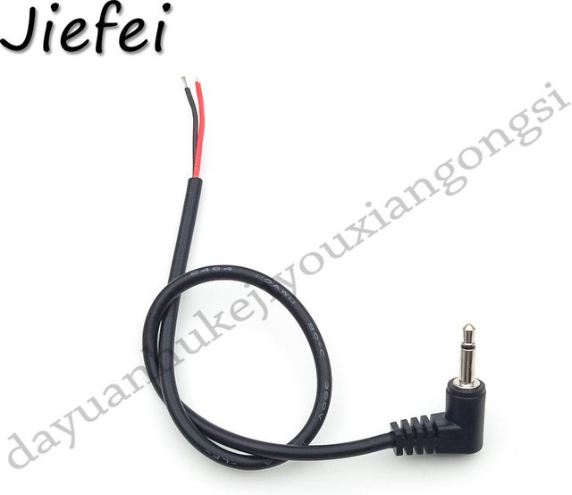 4er-Set 3,5mm Mono Headset Stecker mit 90 Grad Winkel und Kabel, 2-poliger Audio Jack Adapter in Schwarz, Kabellänge: 25 cm - Bild 1