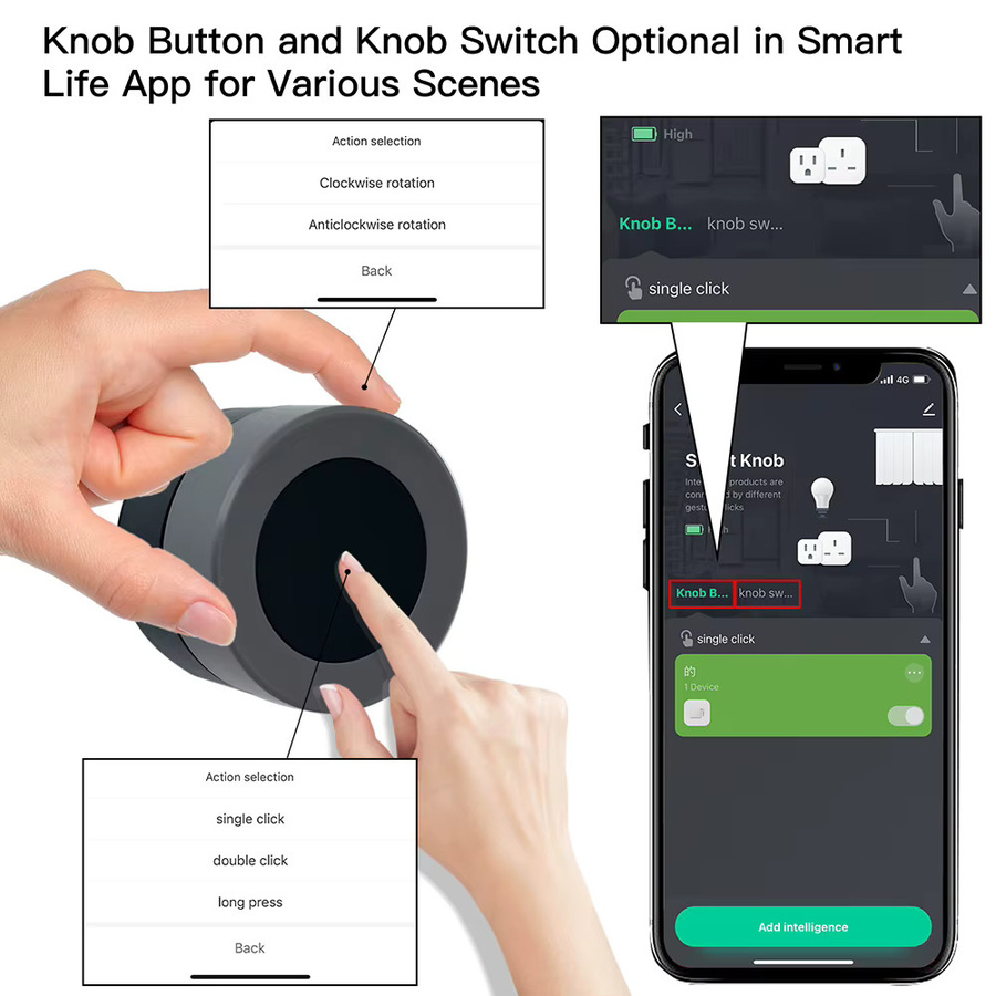 MOES Tuya ZigBee Smart Knob Switch – Batteriebetriebener kabelloser Szenen-Button Controller zur Automatisierung via Smart Life App - Bild 5