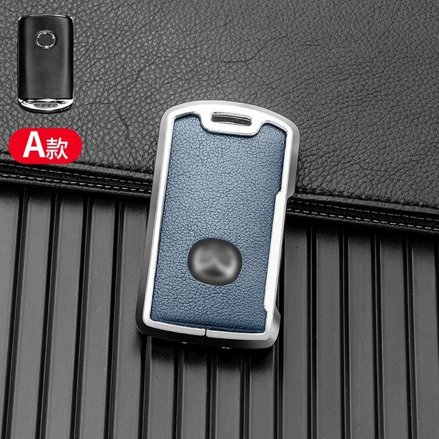 Smart Key Hülle aus Legierung und Leder für Mazda CX-30 CX-3 CX-5 CX-7 CX-9 CX-4 mit 3 Tasten in Grau - Bild 1
