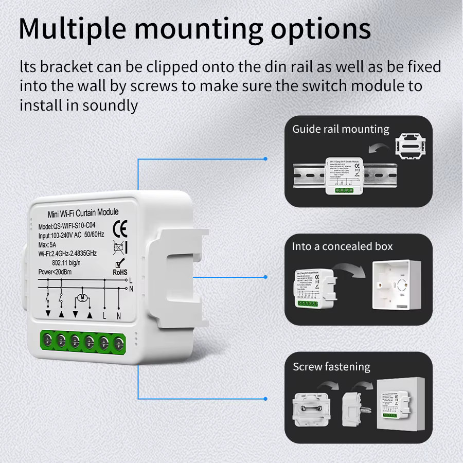 GGBEE Smart Vorhang Schalter Modul für Tuya WiFi und Zigbee, Jalousien und Rollladen Steuerung mit Sprachsteuerung für Alexa und Google, Farbe: Weiß - Bild 2