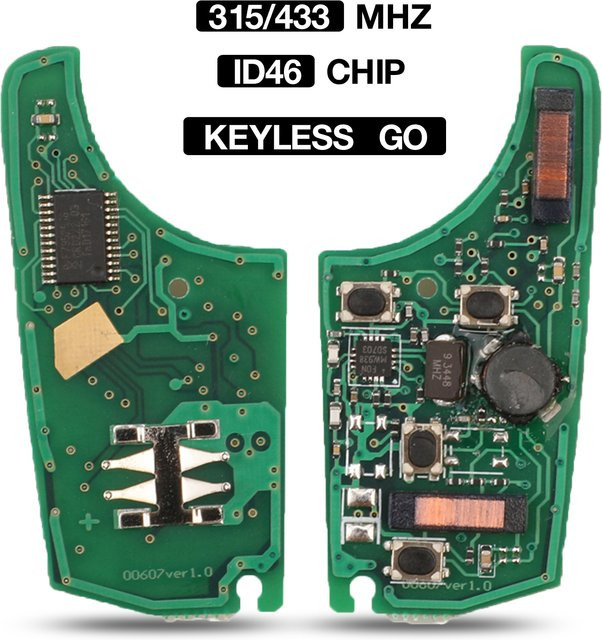 Jingyuqin Auto Schlüssel Platine mit ID46 Chip für Chevrolet Cruze, Aveo, Opel, Buick Verano und Encore, 315/433 MHz, Farbe: Grün - Bild 1