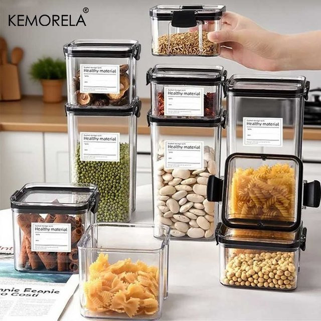 KEMORELA Transparente Frischhaltedosen aus Kunststoff, luftdichte und stapelbare Aufbewahrungsboxen für deine Küche, 460 ml, 700 ml und 1300 ml - Bild 1