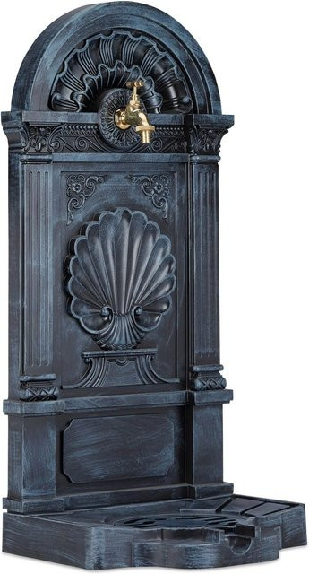 Relaxdays Standbrunnen aus Aluminium in Antik-Optik, Dunkelgrau und Gold, Höhe: 83 cm, Breite: 39 cm, Tiefe: 33 cm - Bild 1