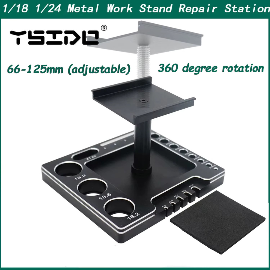 YSIDO RC Auto Werkzeugteile Metall-Arbeitsständer Reparaturstation, Schwarz - Bild 5
