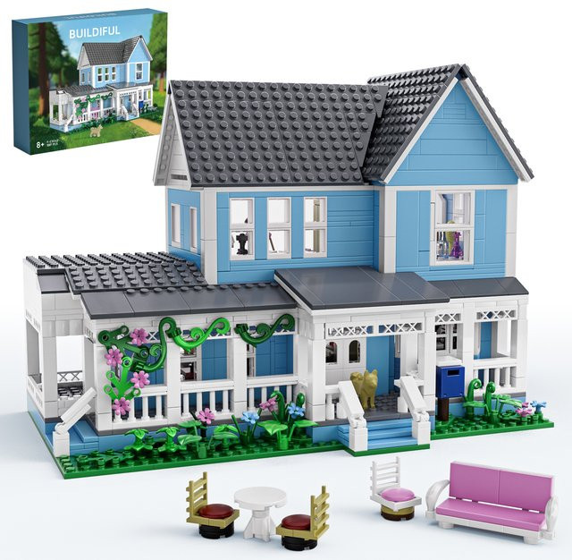 Lorelai Haus-Bausteine, blau, Desktop-Ornament - Bild 1