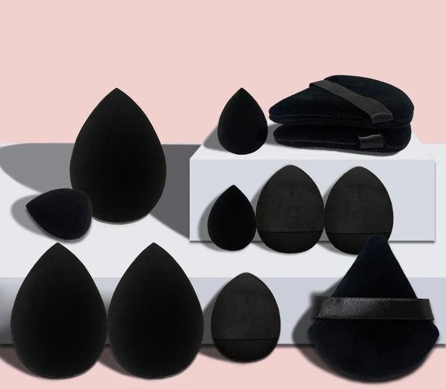 Spring Beauty Kosmetik-Puff-Set, 12-teilig, Schwarz, Damen - Bild 1