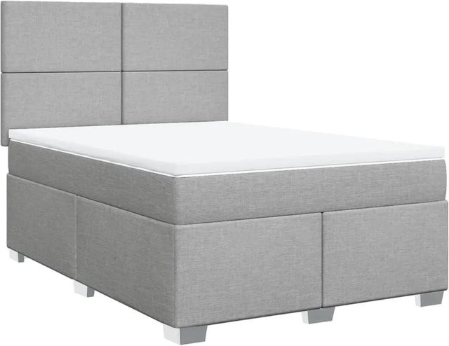 vidaXL Boxspringbett mit Matratze Hybrid-Design in Hellgrau, B/T/H: 140 x 200 x 144 cm - Bild 1