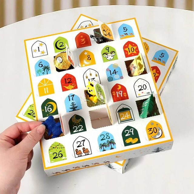 Ramdan Adventskalender 2025 Eid Al Fitr Dekoration mit 30 leeren Geschenkverpackungsboxen und Schubladen, Mehrfarbig - Bild 1