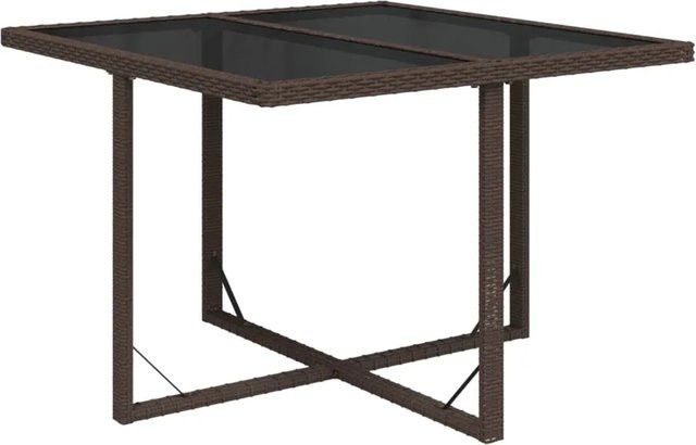 vidaXL Gartentisch aus Poly Rattan und Glas in Braun B: 109 cm, T: 107 cm, H: 74 cm - Bild 1