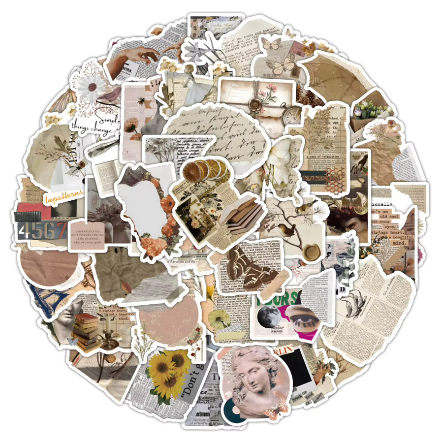 50-teiliges Fragmented Journal 2 Aufkleber-Set von RecordingYourLife Store in Multicolour aus Papier für Vintage-Kunstdekor - Bild 2