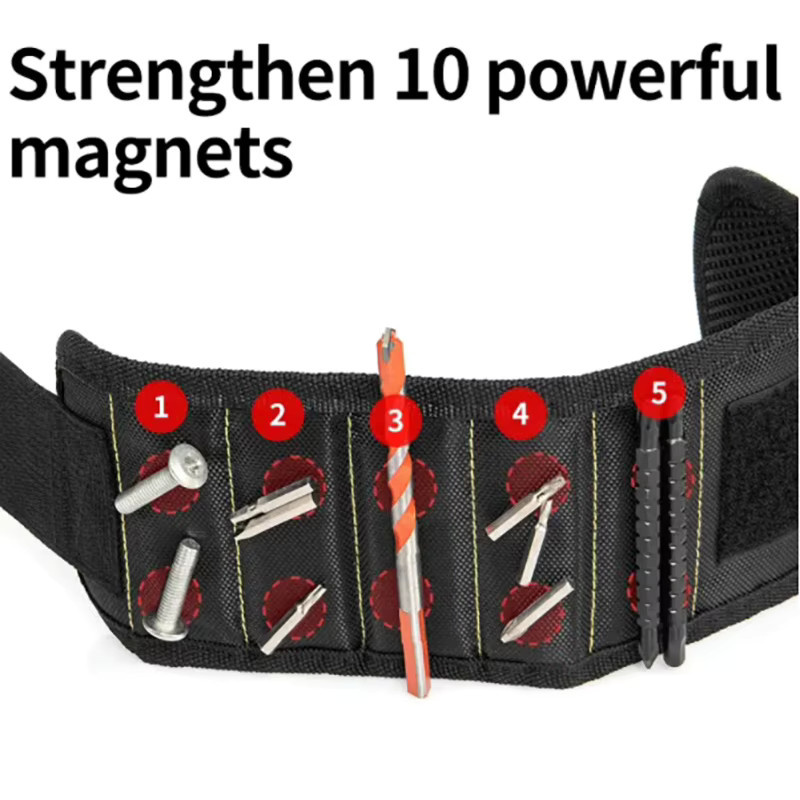 Multifunktionale magnetische Handgelenkschlaufe aus Oxford-Stoff in Schwarz zur Schrauben-Aufbewahrung und als tragbarer Elektriker-Handgelenkschutz - Bild 2