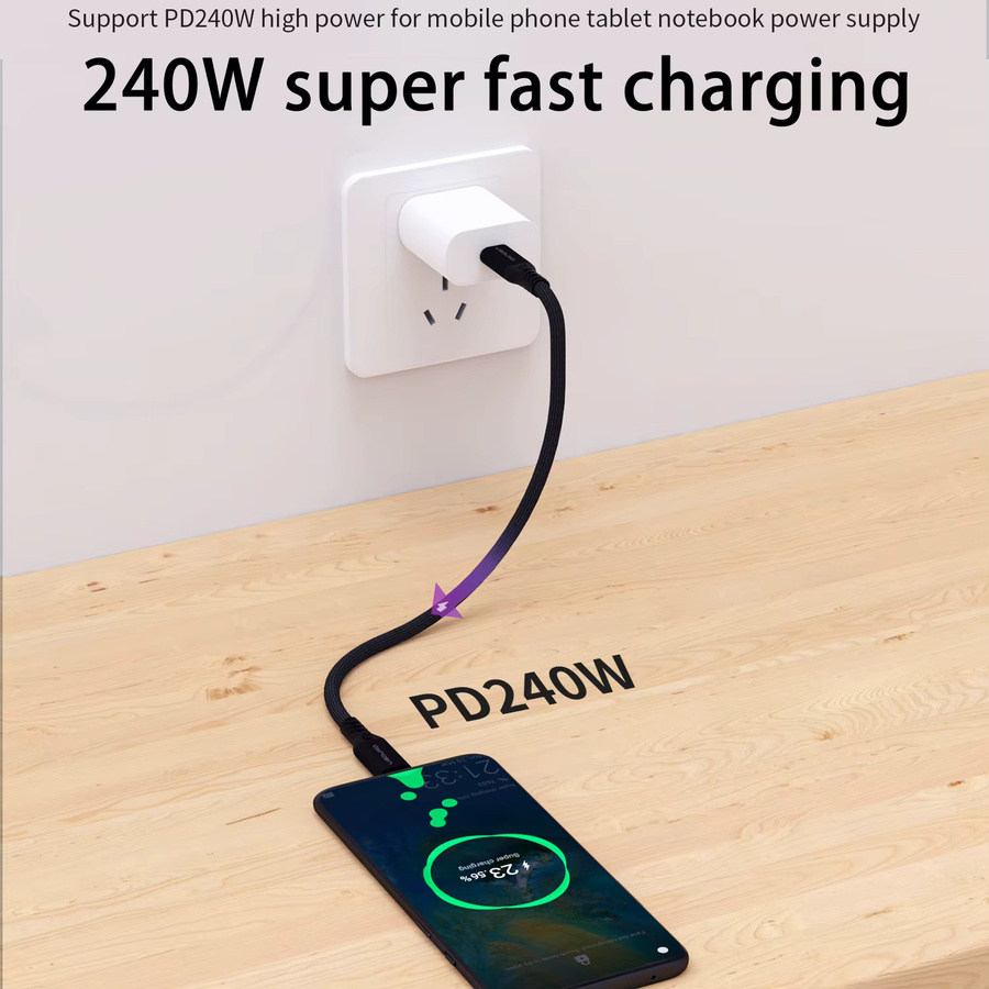 UGOURD Thunderbolt 4 USB4-Kabel Typ-C in Schwarz mit 40 Gbit/s Datenübertragung und 240 W Schnellladefunktion für Laptop und SSD - Bild 3