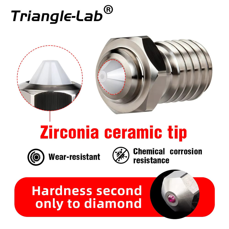 Trianglelab Zirkonium-Keramikdüse mit Kupferlegierungsgehäuse für V6 Volcano TZ K1C K2 in Silber - Bild 2