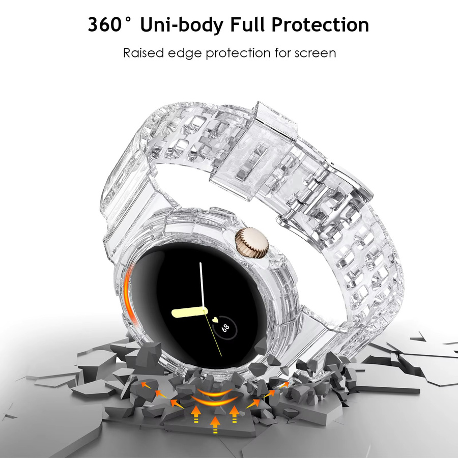 I LOVE LUO Uhrenarmband, Kunststoff, Transparent, Google Pixel Watch 4 3 2, 41 mm - Bild 2