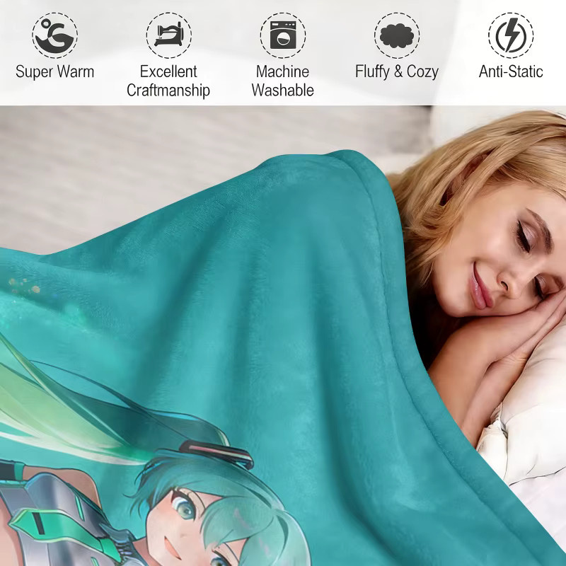 Hatsune Miku Anime Flanell-Überwurfdecke in Multicolour für Sofa und Schlafzimmer - Bild 3