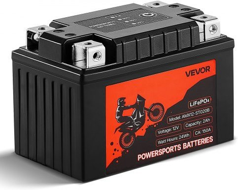 VEVOR LiFePO4 Lithium-Motorradbatterie, 12 Volt, 2Ah, Schwarz, wartungsfrei und leistungsstark für ATV, Motorrad, Jet Ski, Scooter und UTV - Bild 1