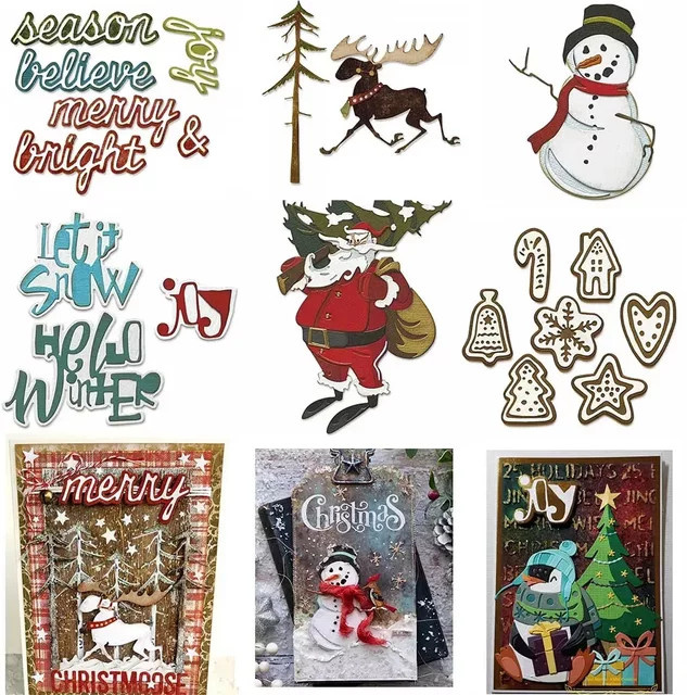 Stanzformen Set mit Weihnachtsmann, Schneemann und Elch für DIY Scrapbooking und Bastelarbeiten, Mehrfarbig - Bild 1