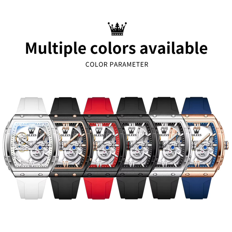 OLEVS Herrenuhr, Tonneau, Automatik, Silikonarmband, Weiß, Herren - Bild 5