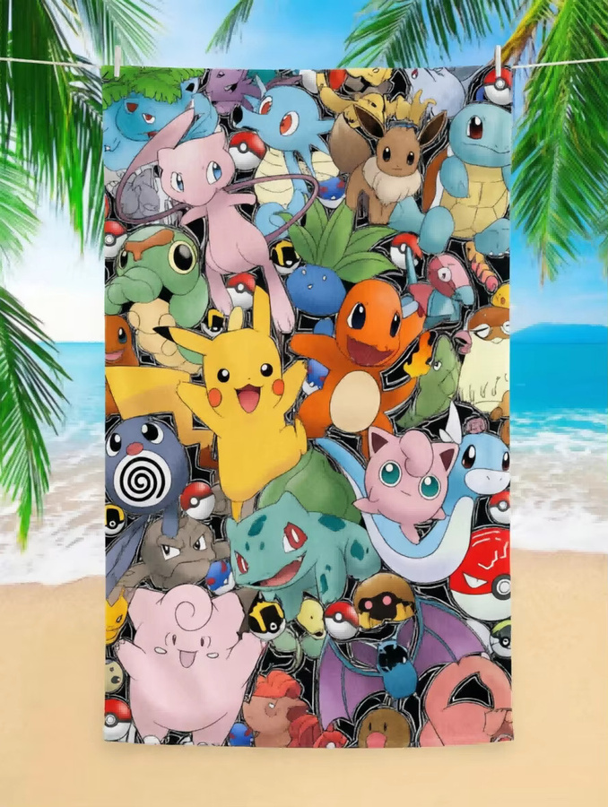 Potdemiel Pokémon All-Star Strandtuch aus Mikrofaser mit Pikachu und Freunden, Multicolour, B/H: 60 x 40 cm - Bild 5