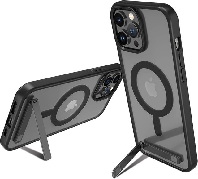 Magnetische Apple iPhone Schutzhülle mit integriertem Ständer in Schwarz - Bild 1