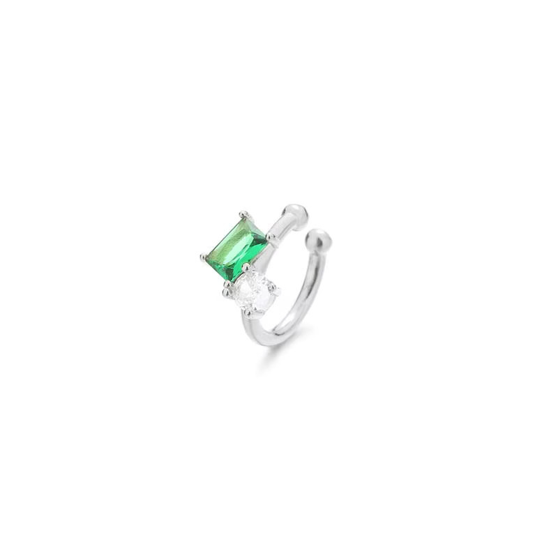 Ohrringe Clip-On, Helix Bone Climber, Grün, Silber, Unisex - Bild 4