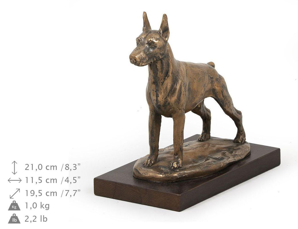Hundestatue Dobermann Pinscher von Art-Dog in Braun als dekorative Figur für dein Büro oder als Trophäe - Bild 5