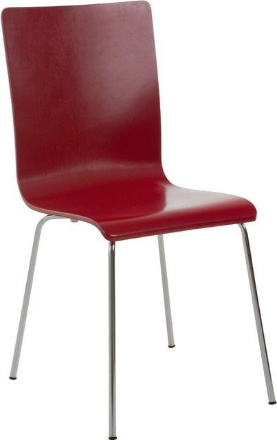 DELUKE Besucherstuhl TUNIS Konferenzstuhl und Bürostuhl aus Holz in Rot, B/T/H: 43 x 47 x 87 cm - Bild 1