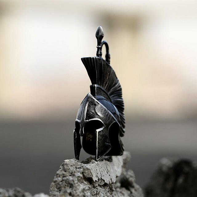 owlucky Halskette Spartan Helm Anhänger, Edelstahl, Schwarz, Herren - Bild 1