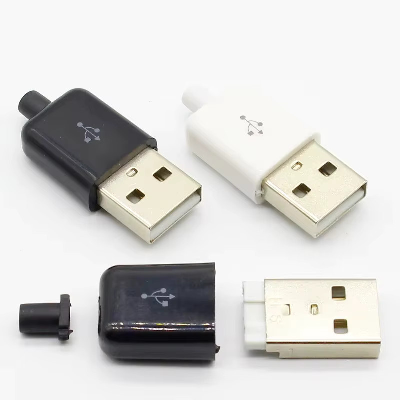 ELECAPITAL USB 2.0 DIY A Stecker Montage Adapter Set, 10 Stück, Schwarz und Weiß - Bild 2