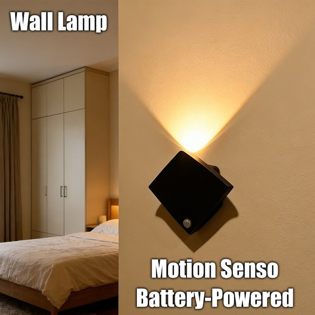 Devil Fish LED-Wandleuchte mit Bewegungssensor in Schwarz für Schlafzimmer, Küche und Flur - Bild 1