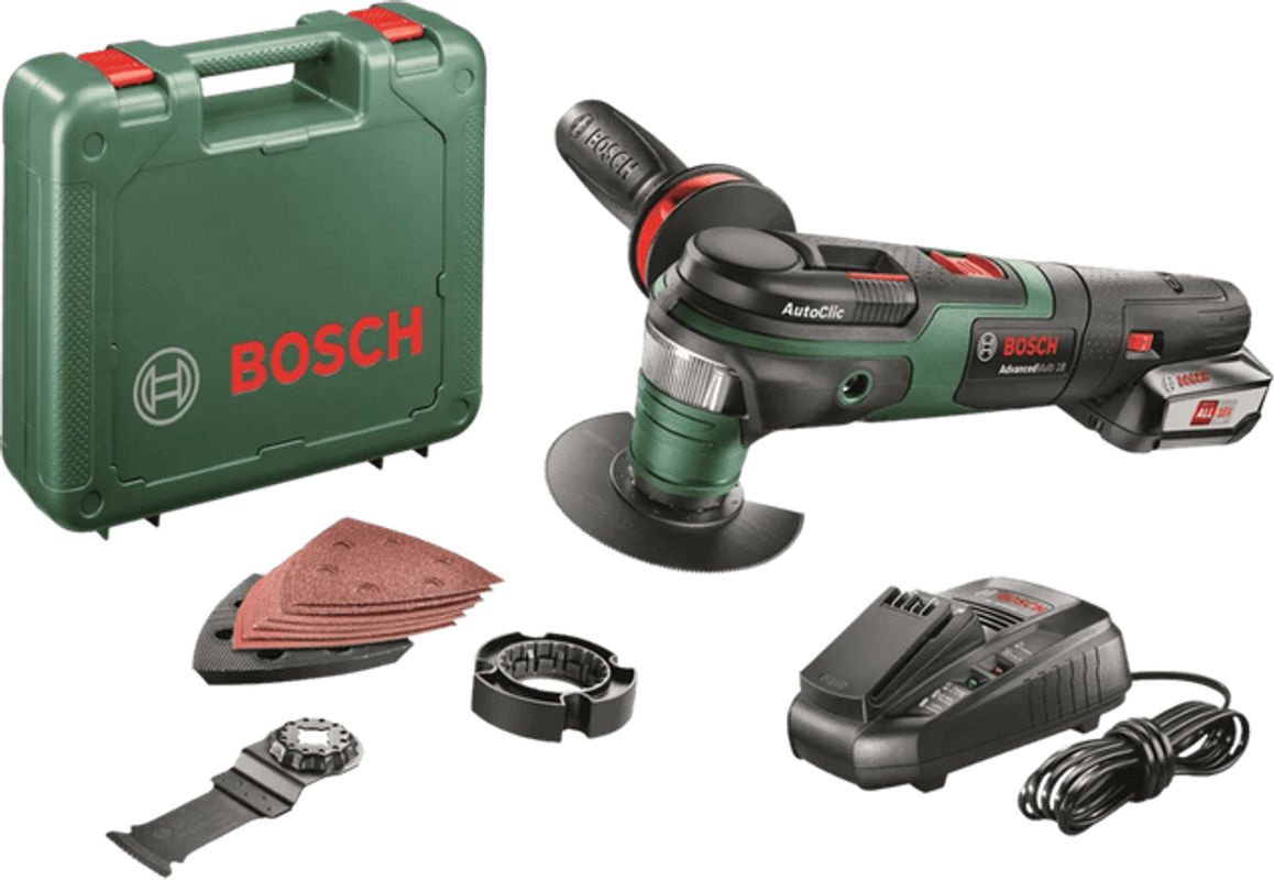 Bosch AdvancedMulti 18 Akku-Multifunktionswerkzeug mit 20000 U/min und 1 x PBA 18V 2.5 Ah Akku in Grün/Schwarz - Bild 2