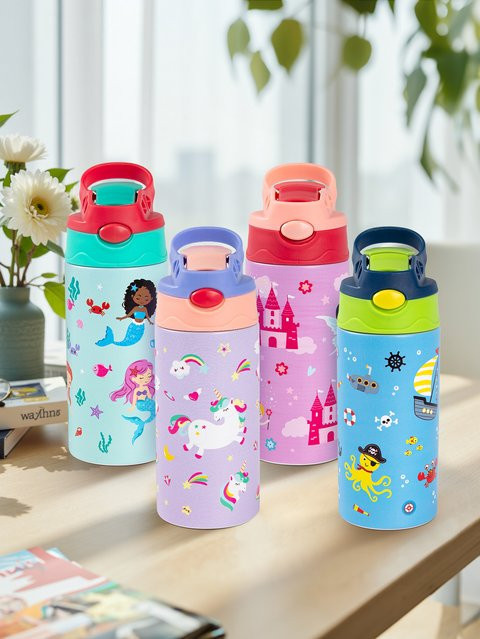 YOCITY Thermosbecher mit Tier-Muster aus Edelstahl, 350 ml, Mehrfarbig - Bild 1