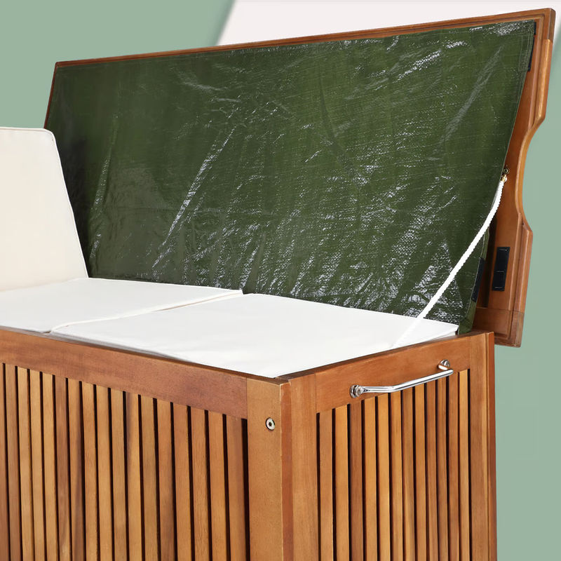 CASARIA Gartenbox aus Akazienholz in Braun mit Innenplane, 350L, B/T/H: 124 x 52 x 58 cm, wetterfest - Bild 5