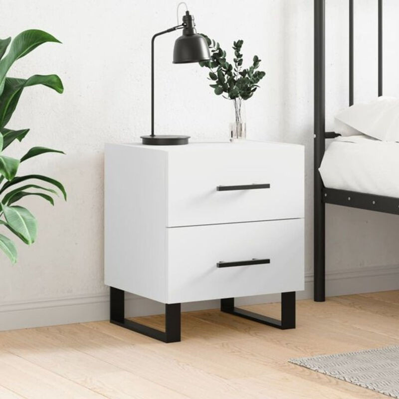 Moderner Nachttisch Vidaxl in Weiß aus Holzwerkstoff und Metall, B/T/H: 40 x 35 x 47,5 cm - Bild 1