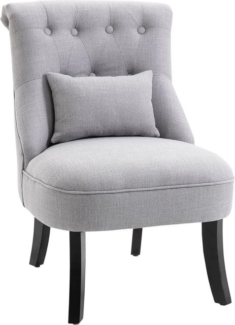 HOMCOM Relaxsessel im Vintage-Design aus Textil in Grau mit Rückenkissen, B/T/H: 69 x 52,5 x 77 cm - Bild 1